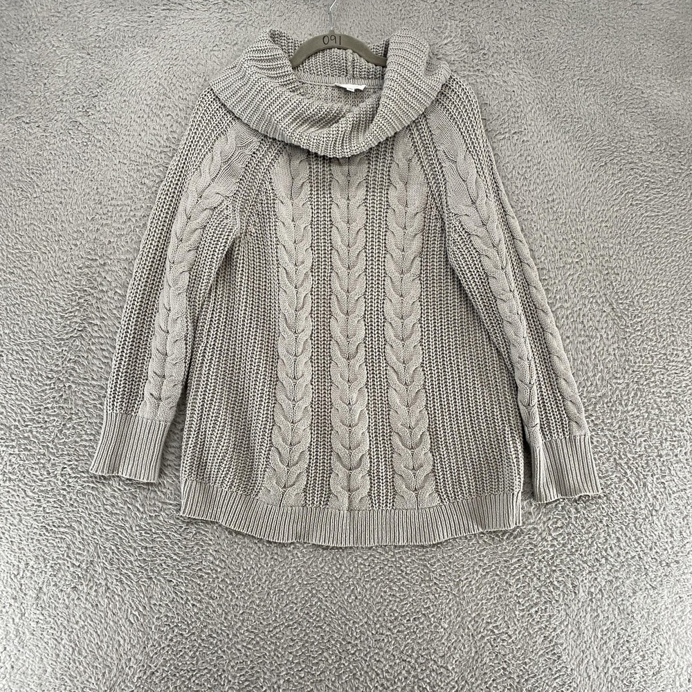 Haven Well Within Sweater Womens Small Gray‎ Chunky Cable Knit Cowl Neck Tunic